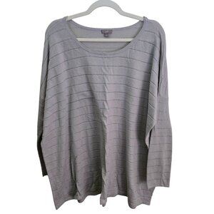 J. Jill Gray Silver Striped Scoop Neck Oversized Tunic Sweater Size XL